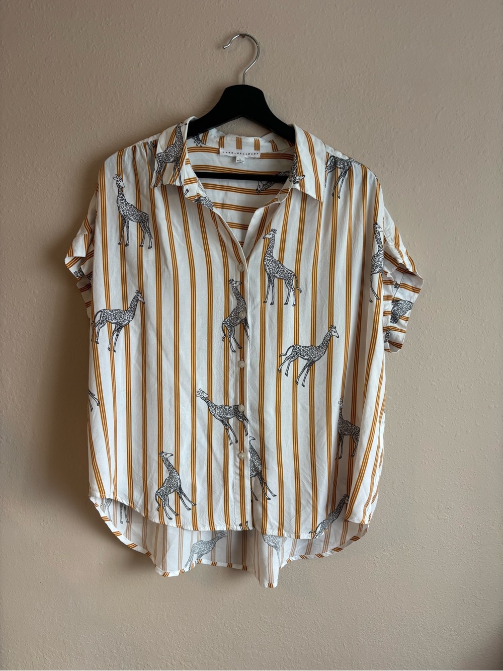 Jane and Delancey Striped Giraffe Blouse Size L